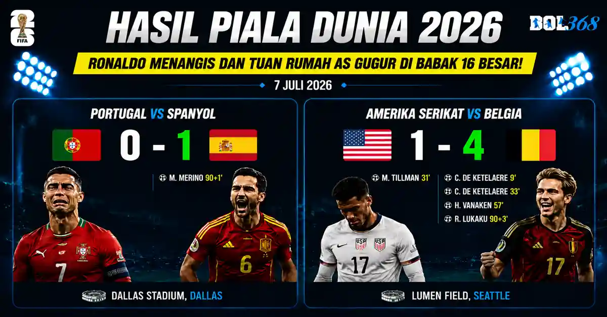 Hasil Piala Dunia 7 Juli 2026 — Ronaldo Menangis Usai Kalah dari Spanyol